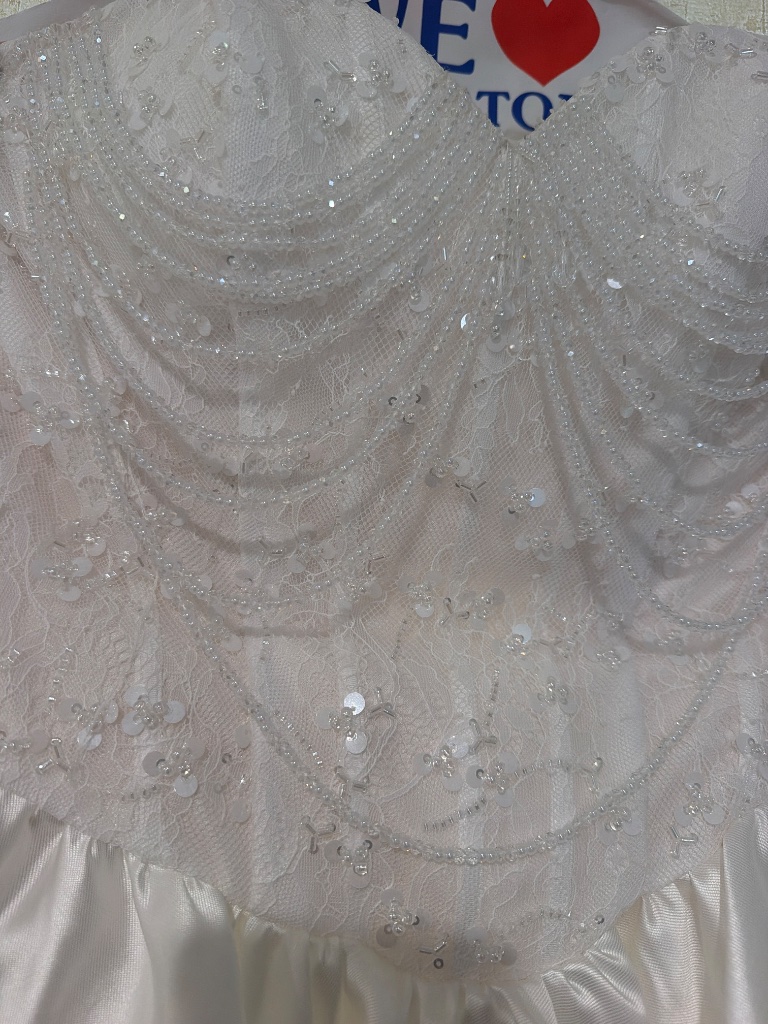 Luxury White Pearl & Sequin Embellished Corset Bridal Mini Dress — image 2 of 8